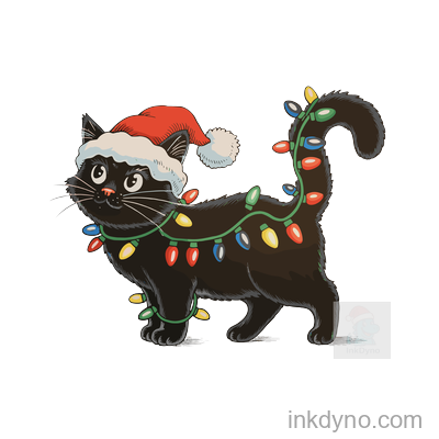 Christmas Cute Black Cat Xmas Lights