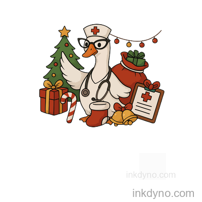 Christmas Nurse Goose DTF Transfer - Ready to Press