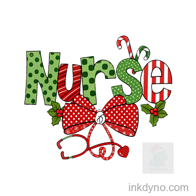 Christmas Nurse png, Coquette Nurse Christmas png, Holiday Stethoscope Bow png
