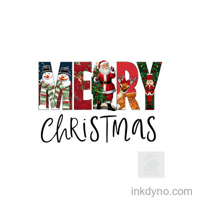Merry Christmas Festive Holiday Design Transfer — DTF Transfer