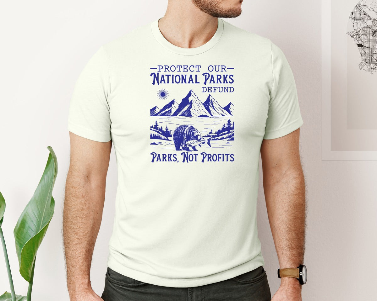 brand:Bella Canvas|color:Citron|Protect Our National Parks Defund Doge Graphic T-Shirt