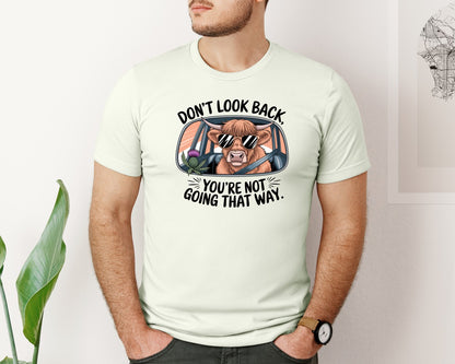 brand:Bella Canvas|color:Citron|Dont Look Back Highland Cow Graphic T-Shirt