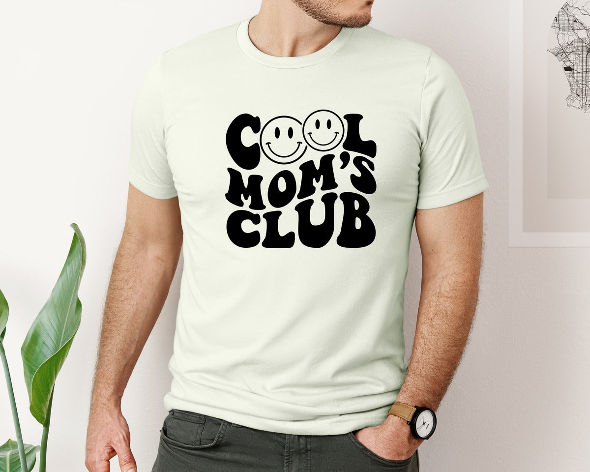 brand:Bella Canvas|color:Citron|Cool Moms Club Wavy 2 Graphic T-Shirt