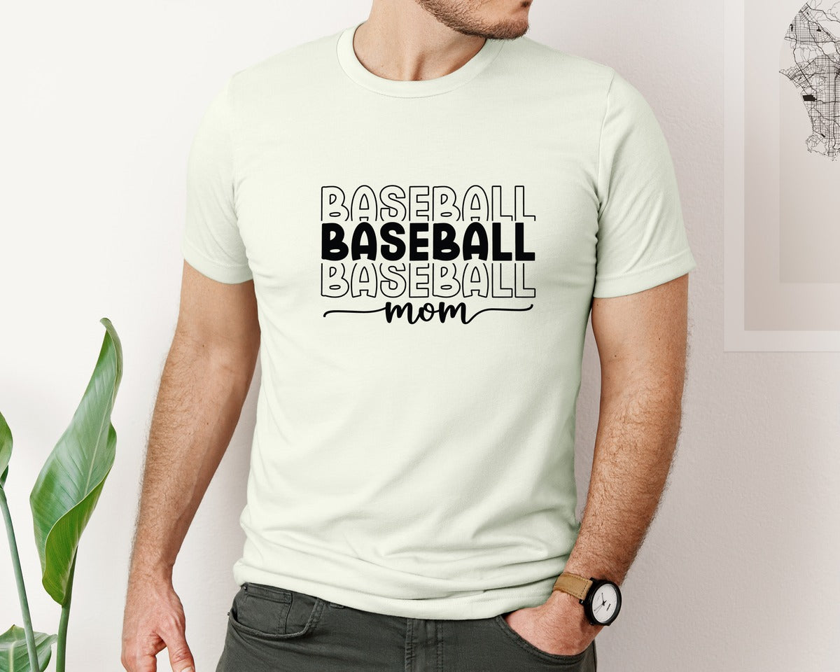 brand:Bella Canvas|color:Citron|Baseball Mom Baseball Mom 3 Graphic T-Shirt