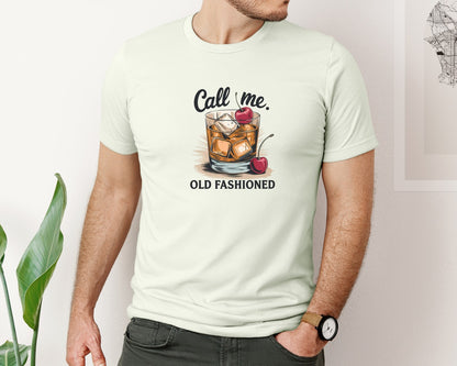 brand:Bella Canvas|color:Citron|Call Me Old Fashioned Retro Whiskey 2 Graphic T-Shirt