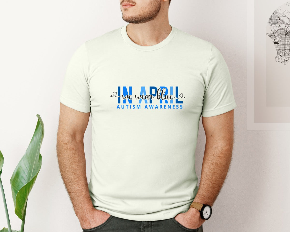 brand:Bella Canvas|color:Citron|In April We Wear Blue Autism Awareness 17 Graphic T-Shirt