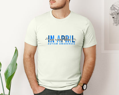 brand:Bella Canvas|color:Citron|In April We Wear Blue Autism Awareness 17 Graphic T-Shirt