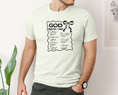 brand:Bella Canvas|color:Citron|God Says I Am Coquette Christian Graphic T-Shirt