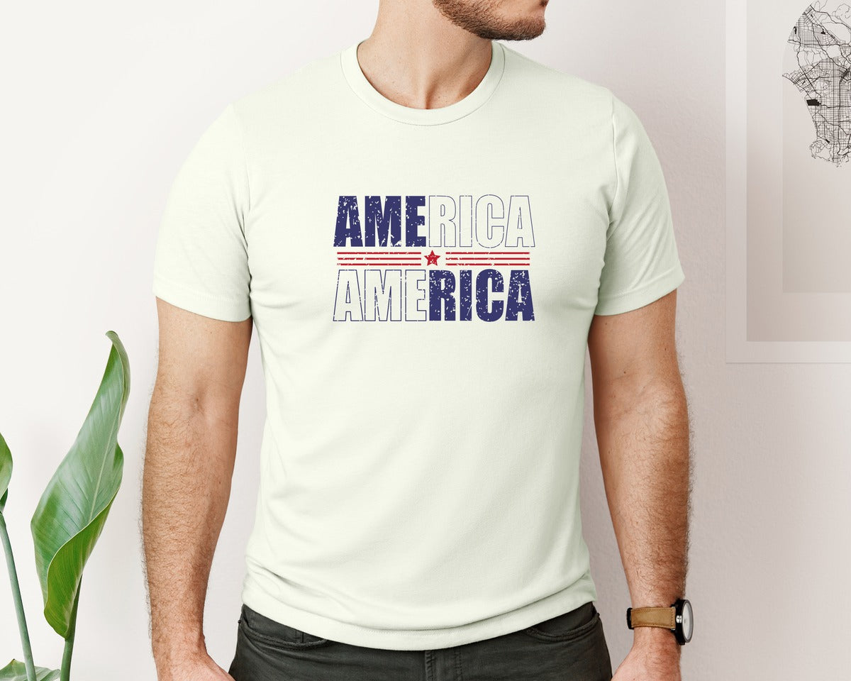 brand:Bella Canvas|color:Citron|America Patriotic Graphic T-Shirt