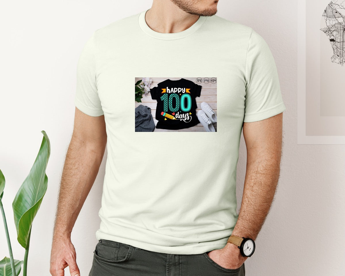 brand:Bella Canvas|color:Citron|100 Days Of School Shirt 10 Graphic T-Shirt
