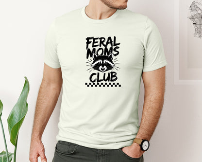 brand:Bella Canvas|color:Citron|Feral Moms Club Mom Life Raccoon Graphic T-Shirt