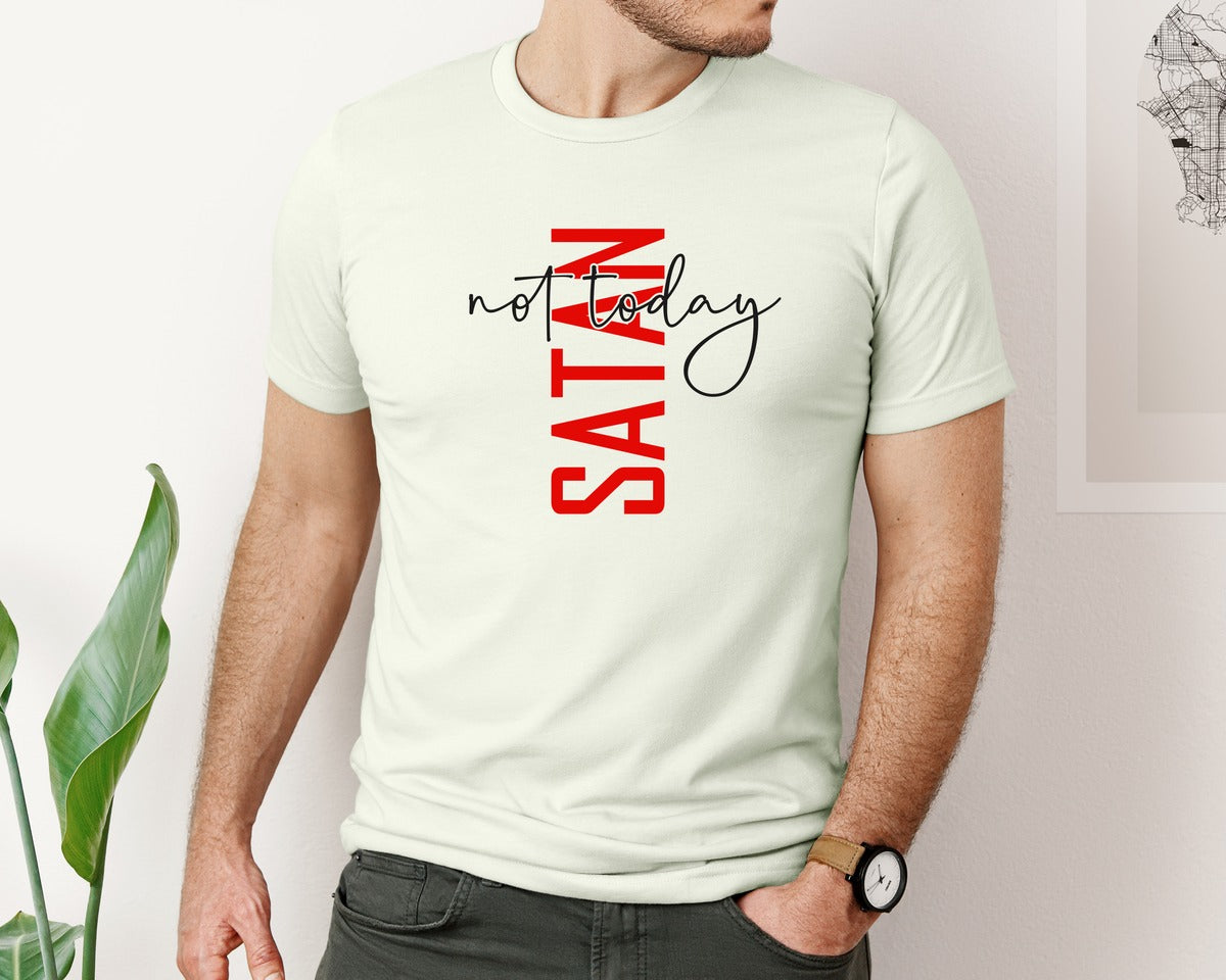 brand:Bella Canvas|color:Citron|Not Today Satan Shirt Design Graphic T-Shirt