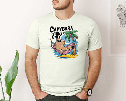 brand:Bella Canvas|color:Citron|Capybara Vibes Only Summer T Shirt Print Graphic T-Shirt