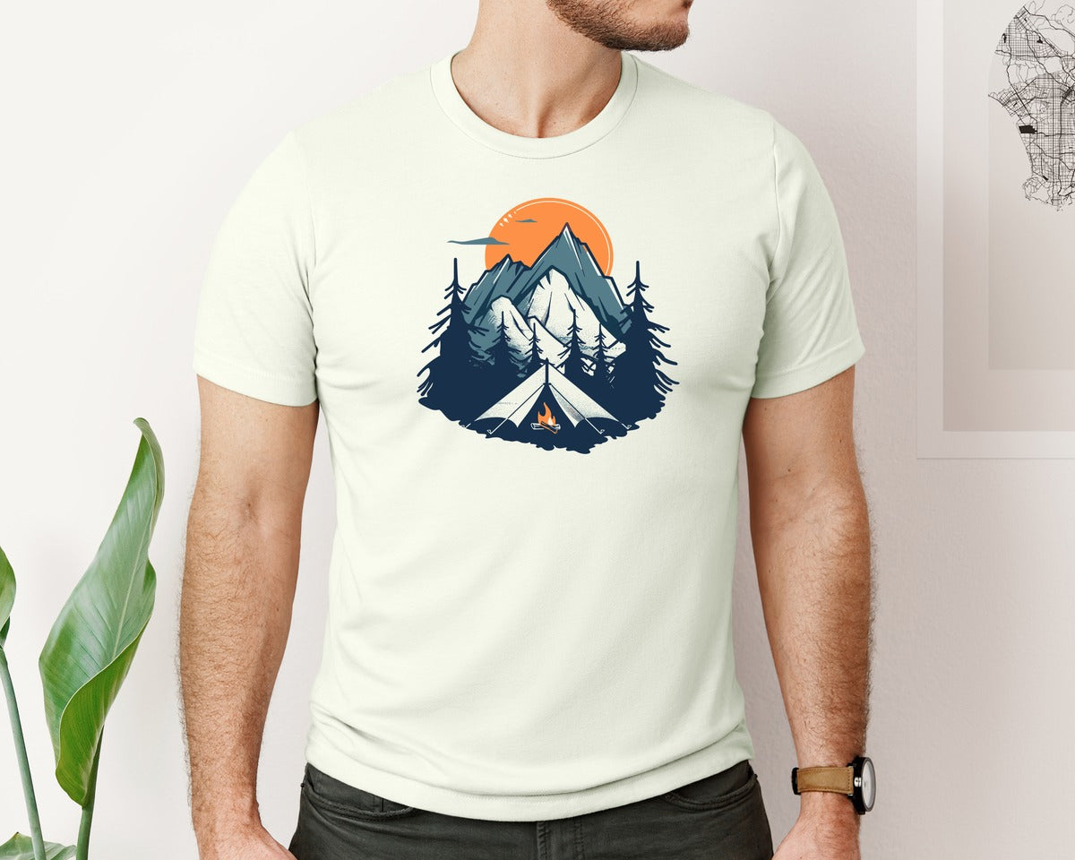 brand:Bella Canvas|color:Citron|Sunset Camping Adventure T Shirt Design 8 Graphic T-Shirt