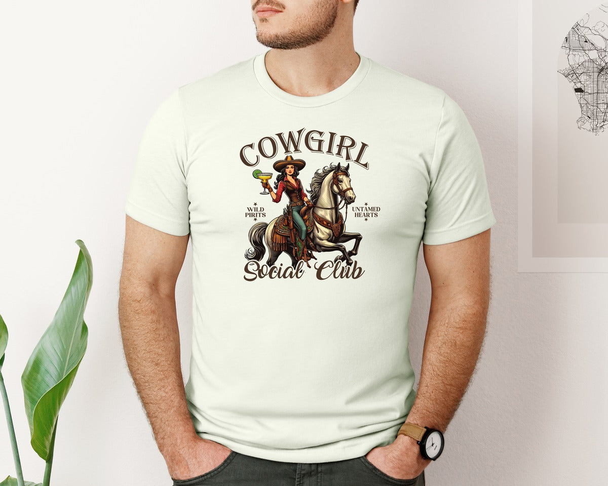 brand:Bella Canvas|color:Citron|Cowgirl Social Club Cowgirl Graphic T-Shirt