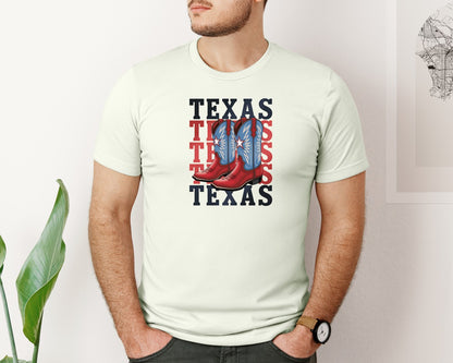 brand:Bella Canvas|color:Citron|Texas Cowboy Boots Western Rodeo 4 Graphic T-Shirt