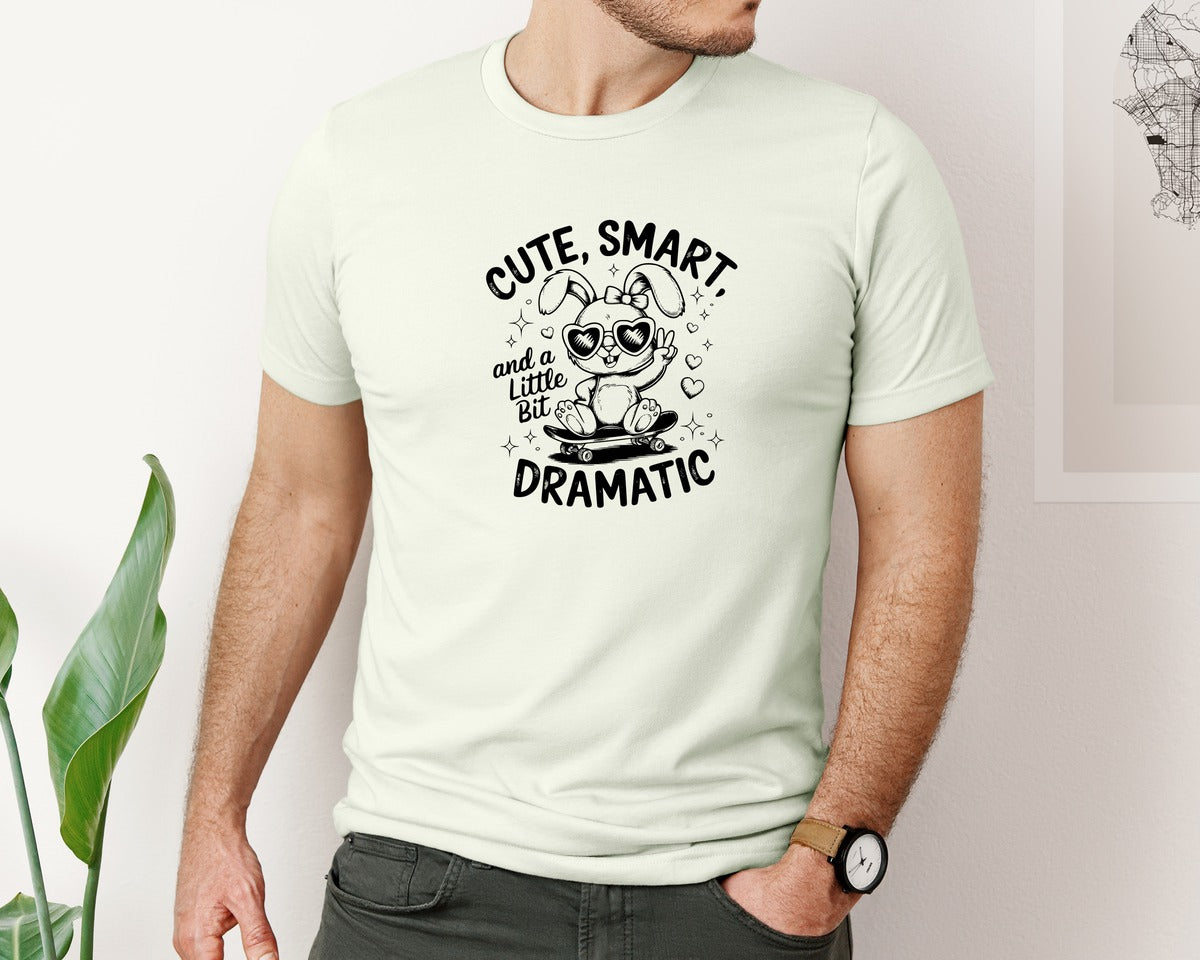 brand:Bella Canvas|color:Citron|Cute Smart And A Little Bit Dramatic T Graphic T-Shirt