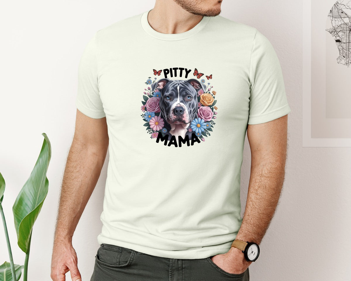 brand:Bella Canvas|color:Citron|Pitty Mama Cute Pitbull Dog 2 Graphic T-Shirt