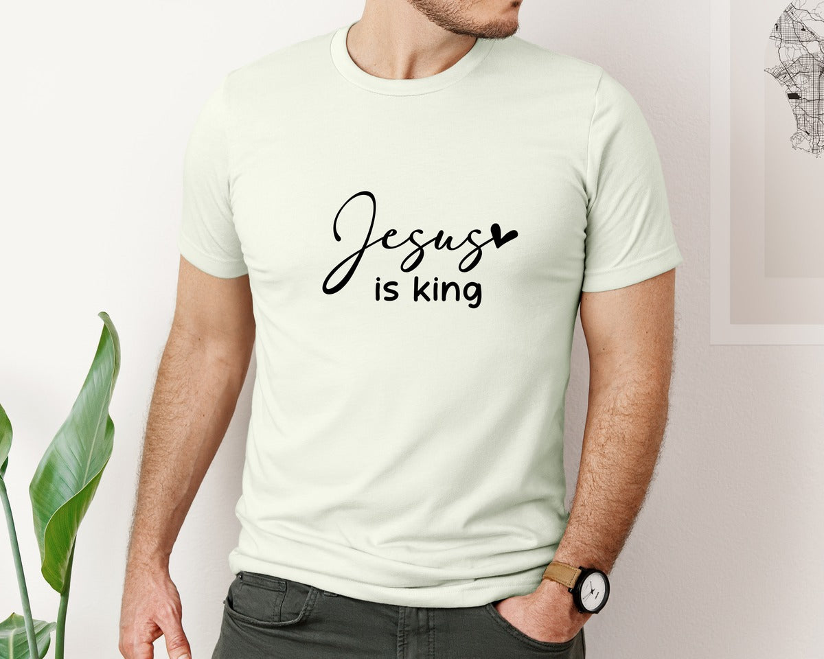 brand:Bella Canvas|color:Citron|Jesus Is King Jesus Christian 3 Graphic T-Shirt