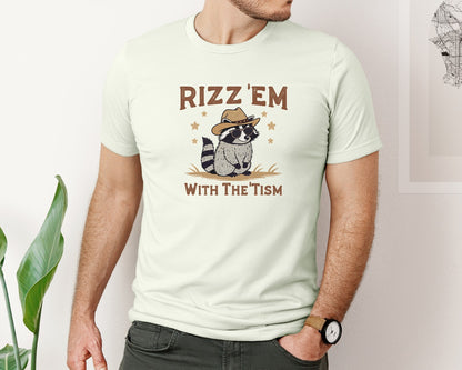 brand:Bella Canvas|color:Citron|Raccoon Funny Raccoon Rizz Em Graphic T-Shirt