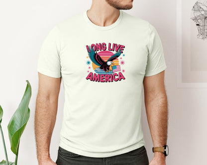 brand:Bella Canvas|color:Citron|Long Live America Graphic T-Shirt