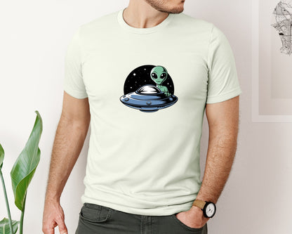 brand:Bella Canvas|color:Citron|Retro Vintage Ufo Alien T Shirt Design 4 Graphic T-Shirt