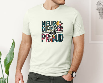 brand:Bella Canvas|color:Citron|Neuro Diverse And Proud Autism Shirt Graphic T-Shirt