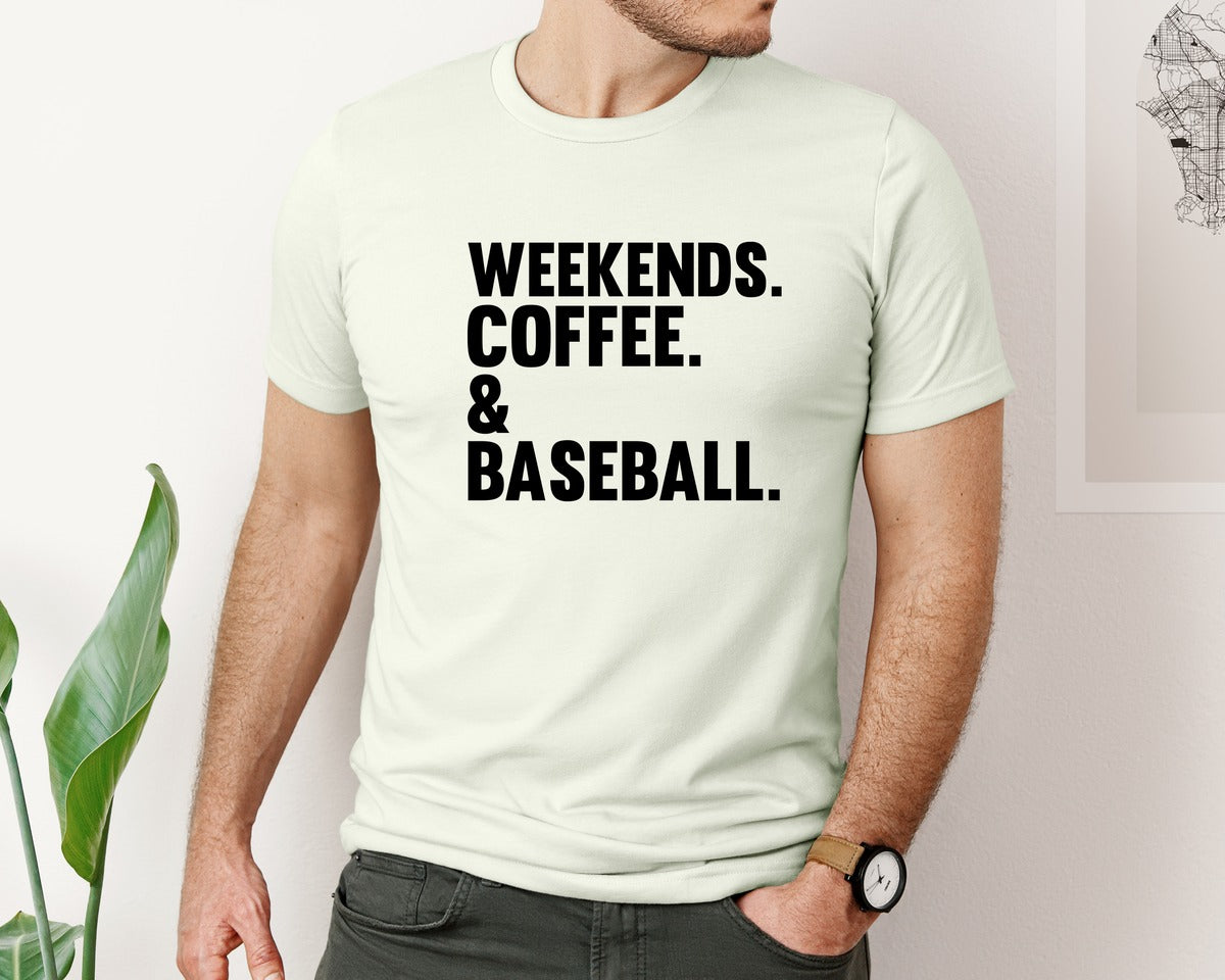 brand:Bella Canvas|color:Citron|Weekends Coffee Baseball Tshirt Design Graphic T-Shirt