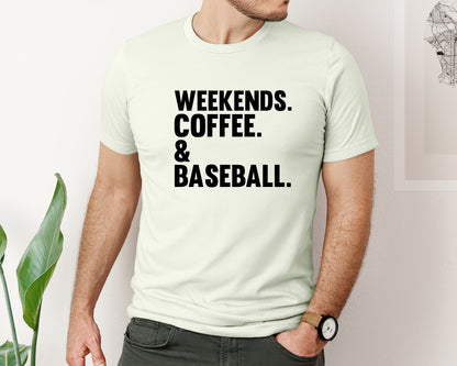 brand:Bella Canvas|color:Citron|Weekends Coffee Baseball Tshirt Design Graphic T-Shirt