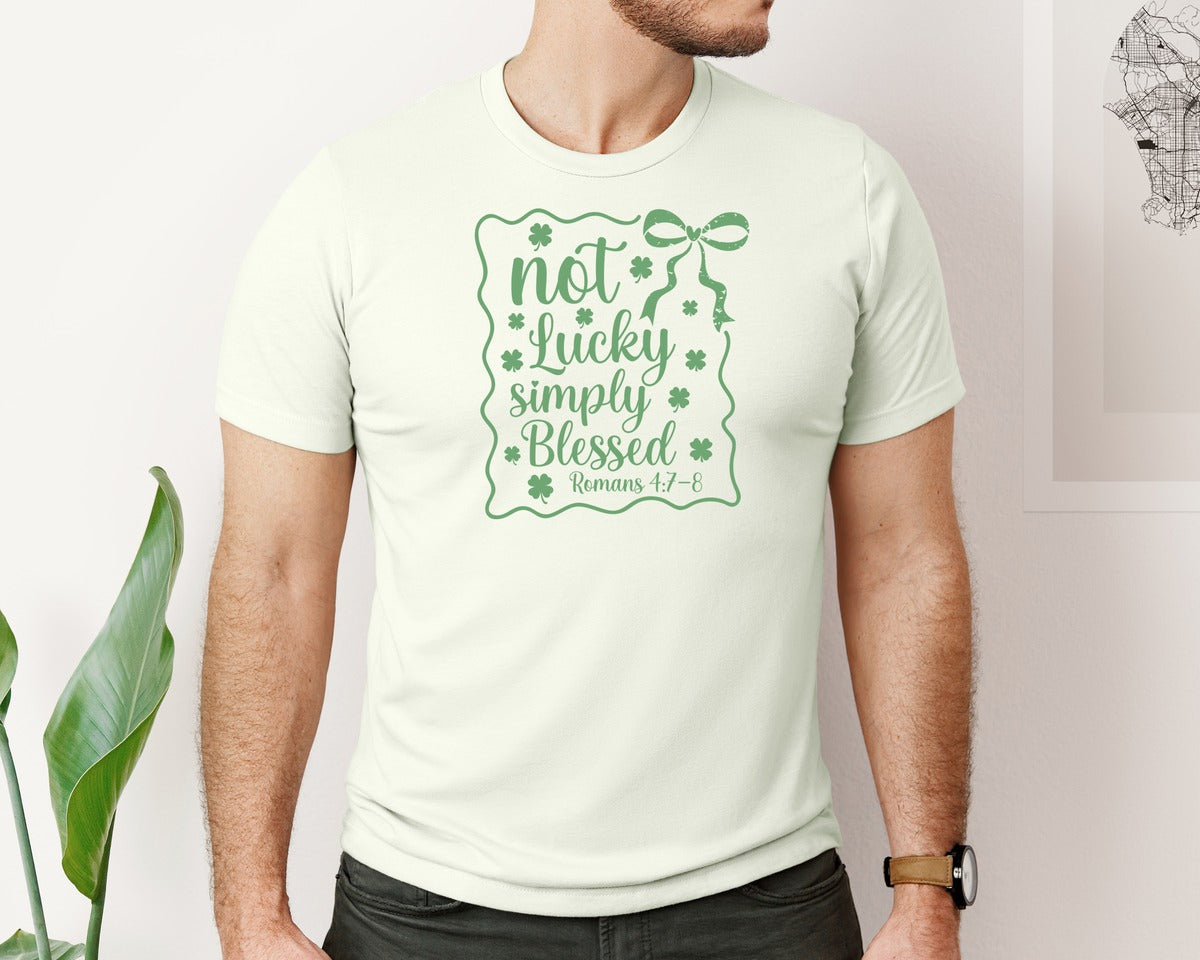 brand:Bella Canvas|color:Citron|Not Lucky Simply Blessed Graphic T-Shirt