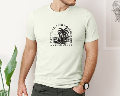 brand:Bella Canvas|color:Citron|Wind And Waves Obey Him Mark 441 Graphic T-Shirt