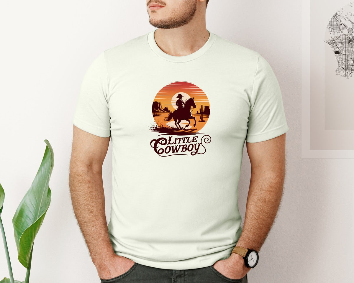 brand:Bella Canvas|color:Citron|Little Cowboy Western Horse Riding 3 Graphic T-Shirt