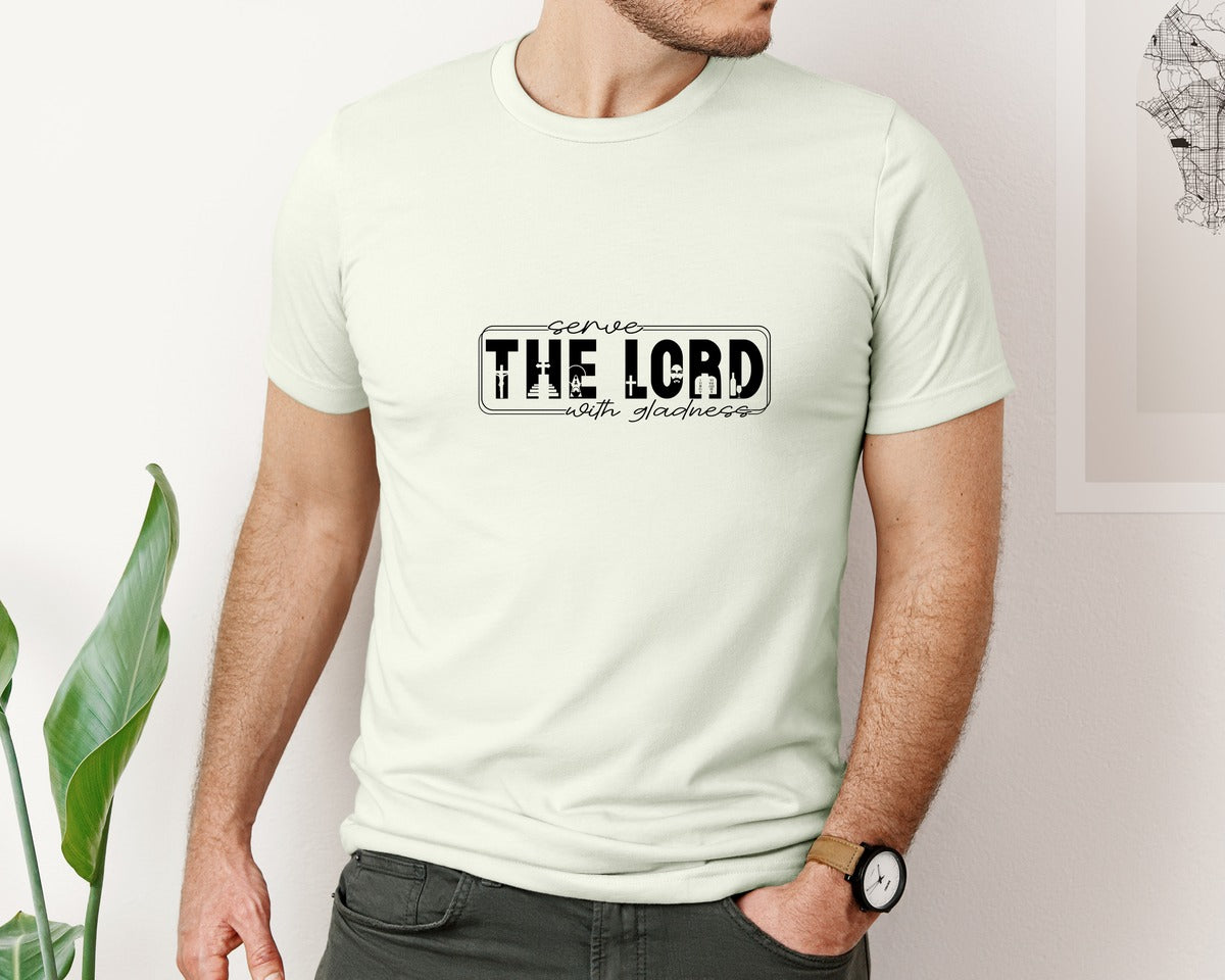 brand:Bella Canvas|color:Citron|Serve The Lord With Gladness Sleeve Graphic T-Shirt