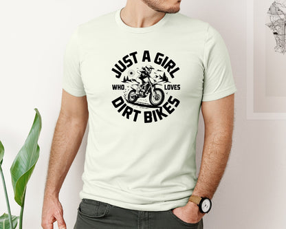 brand:Bella Canvas|color:Citron|Just A Girl Who Loves Dirt Bikes T S Graphic T-Shirt
