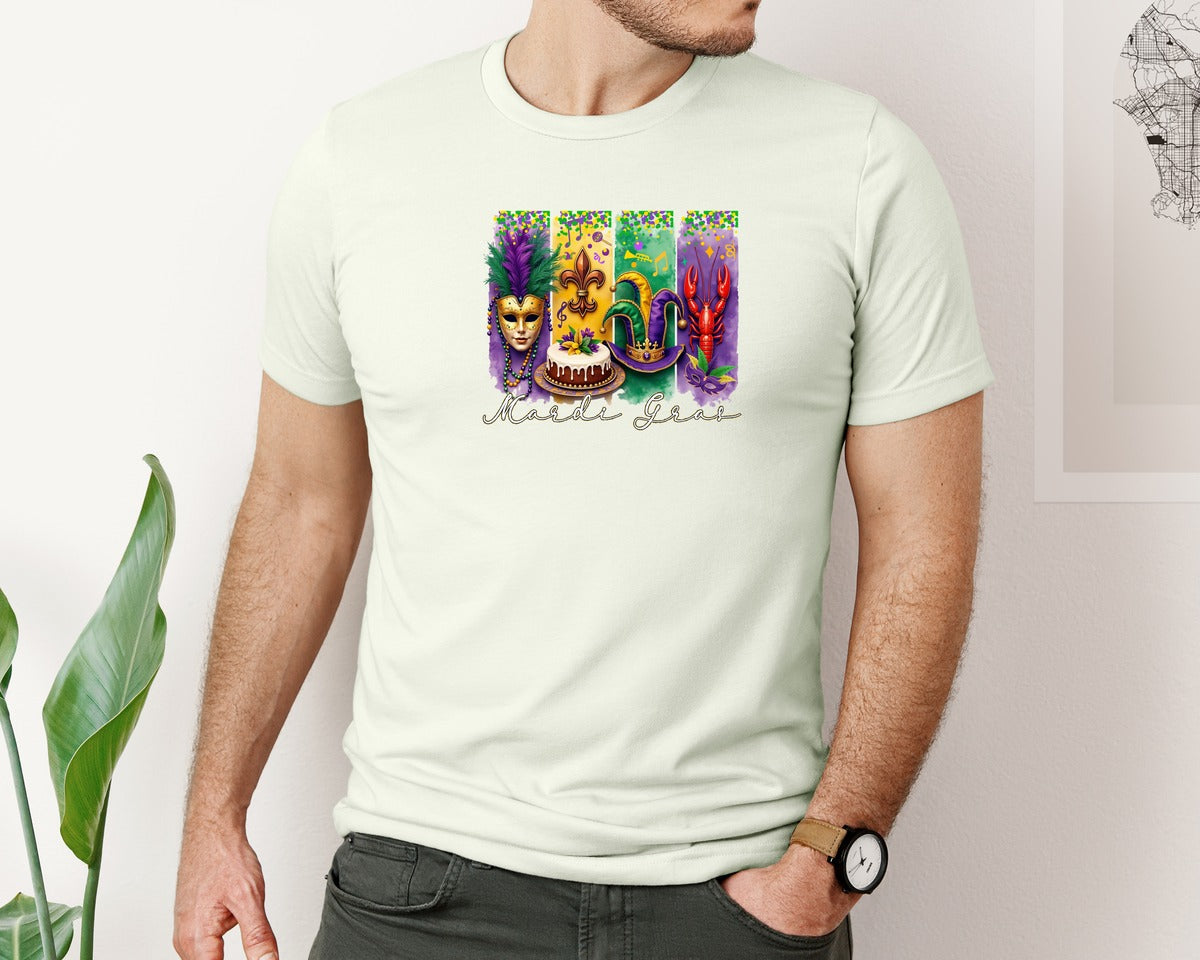 brand:Bella Canvas|color:Citron|Mardi Gras Coquette 2 Graphic T-Shirt