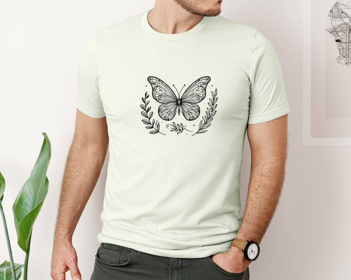 brand:Bella Canvas|color:Citron|Butterfly Design Graphic T-Shirt