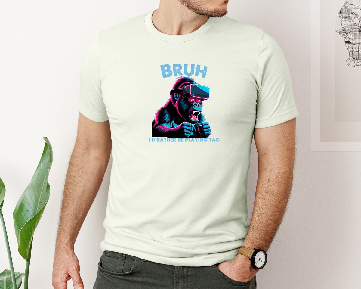 brand:Bella Canvas|color:Citron|Bruh Id Rather Be Playing Tag T Shirt Graphic T-Shirt