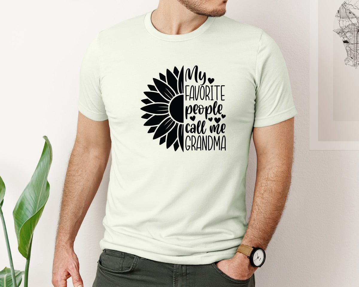 brand:Bella Canvas|color:Citron|Grandma Sunflower Grandma Graphic T-Shirt