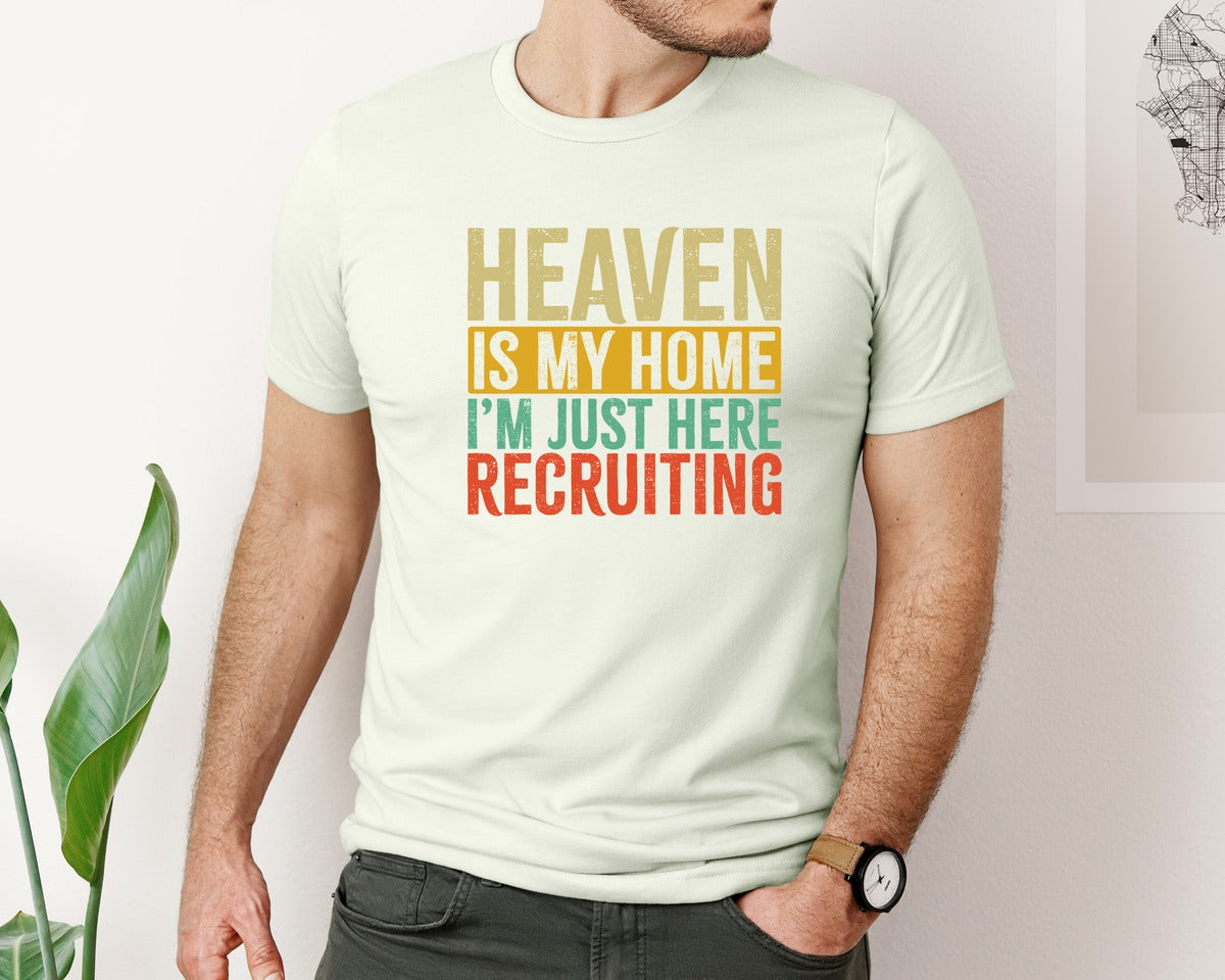 brand:Bella Canvas|color:Citron|Heaven Is My Home Christian Religious 2 Graphic T-Shirt
