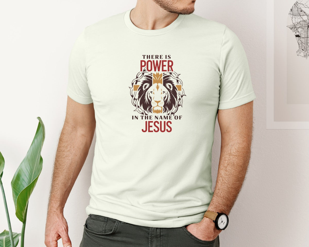 brand:Bella Canvas|color:Citron|There Is Power In The Name Of Jesus 10 Graphic T-Shirt