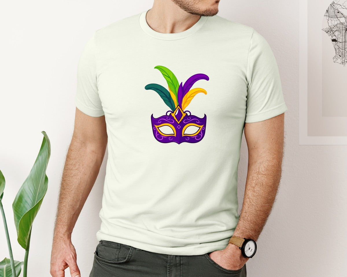 brand:Bella Canvas|color:Citron|Mardi Gras Mask T Shirt Design 4 Graphic T-Shirt