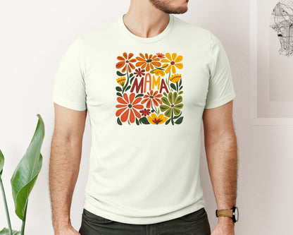 brand:Bella Canvas|color:Citron|Retro Floral Mama Boho Mothers Day 3 Graphic T-Shirt