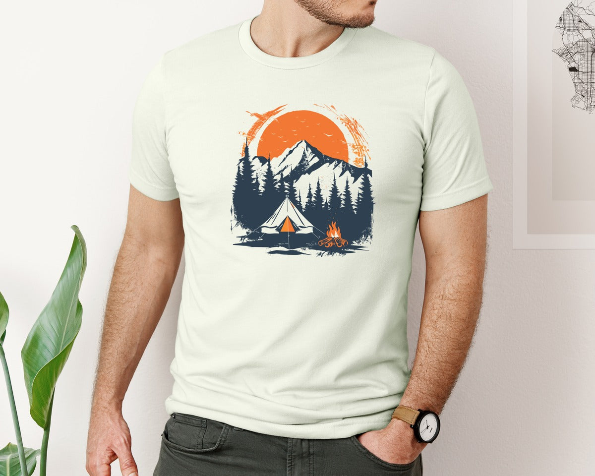 brand:Bella Canvas|color:Citron|Sunset Camping Adventure T Shirt Design 3 Graphic T-Shirt
