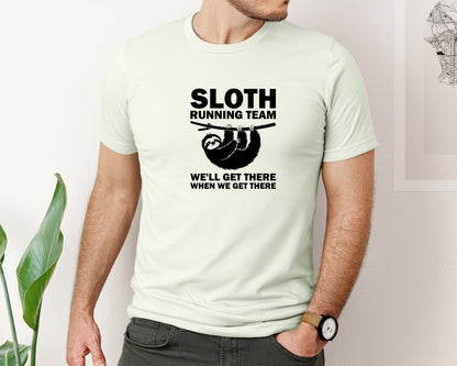 brand:Bella Canvas|color:Citron|Sloth Running Team T Shirt 2 Graphic T-Shirt