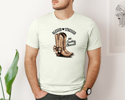 brand:Bella Canvas|color:Citron|Blessed Stressed Mom Western Mothers Day 2 Graphic T-Shirt