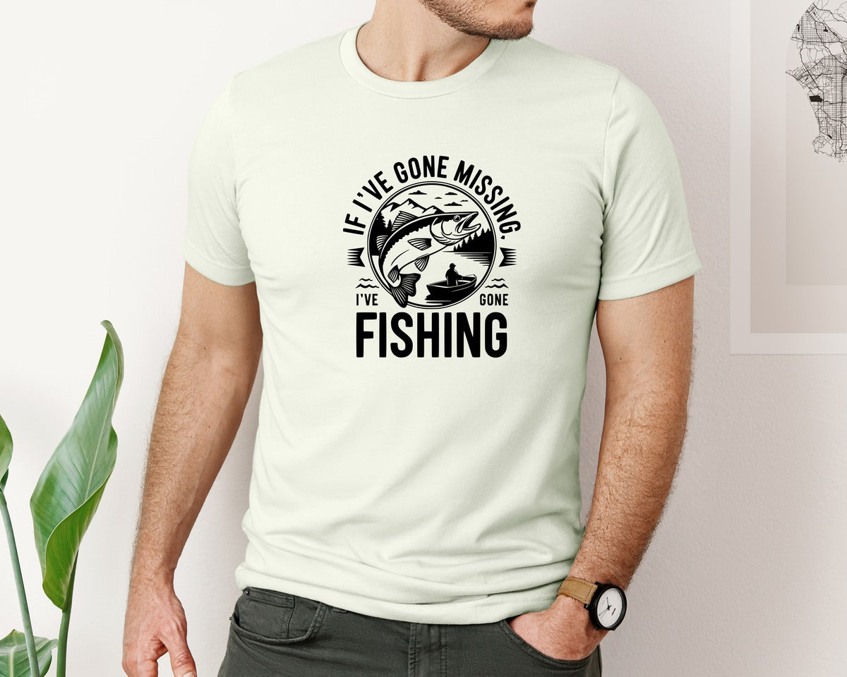 brand:Bella Canvas|color:Citron|If Ive Gone Missing Ive Gone Fishing T Graphic T-Shirt