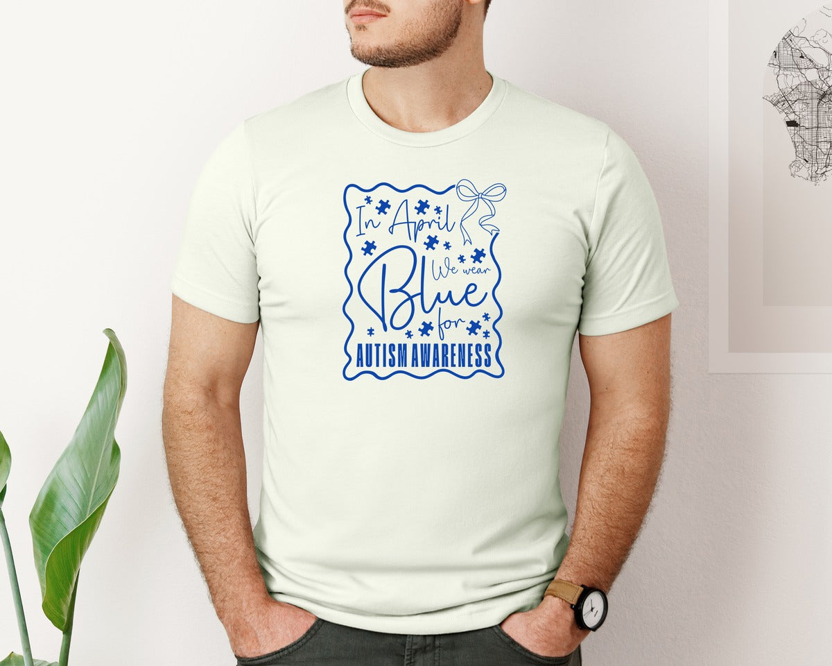 brand:Bella Canvas|color:Citron|In April We Wear Blue Autism 2 Graphic T-Shirt