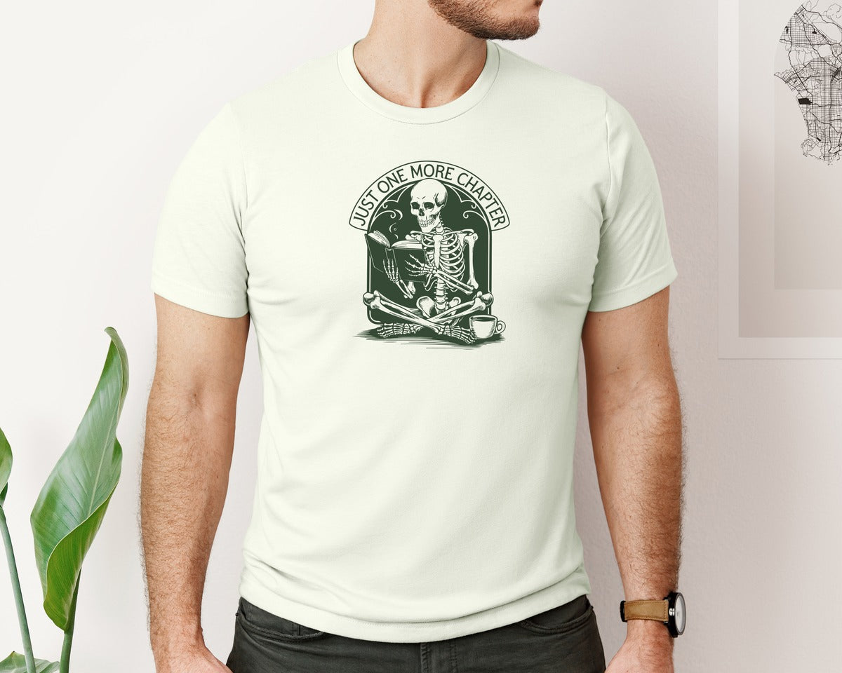 brand:Bella Canvas|color:Citron|Just One More Chapter Skeleton Coffee 2 Graphic T-Shirt