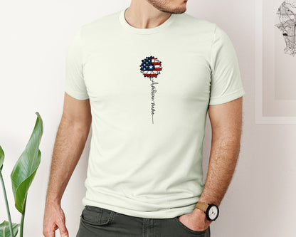 brand:Bella Canvas|color:Citron|American Mama Sunflower 4Th Of July Graphic T-Shirt
