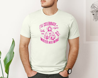brand:Bella Canvas|color:Citron|Jesus Water Into Wine Design Graphic T-Shirt